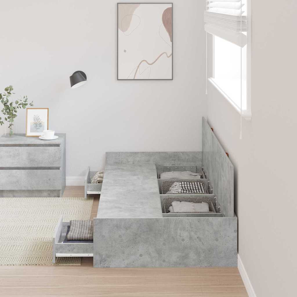 Sengestel med skuffe Beton Grå 80 x 200 cm Konstrueret træ