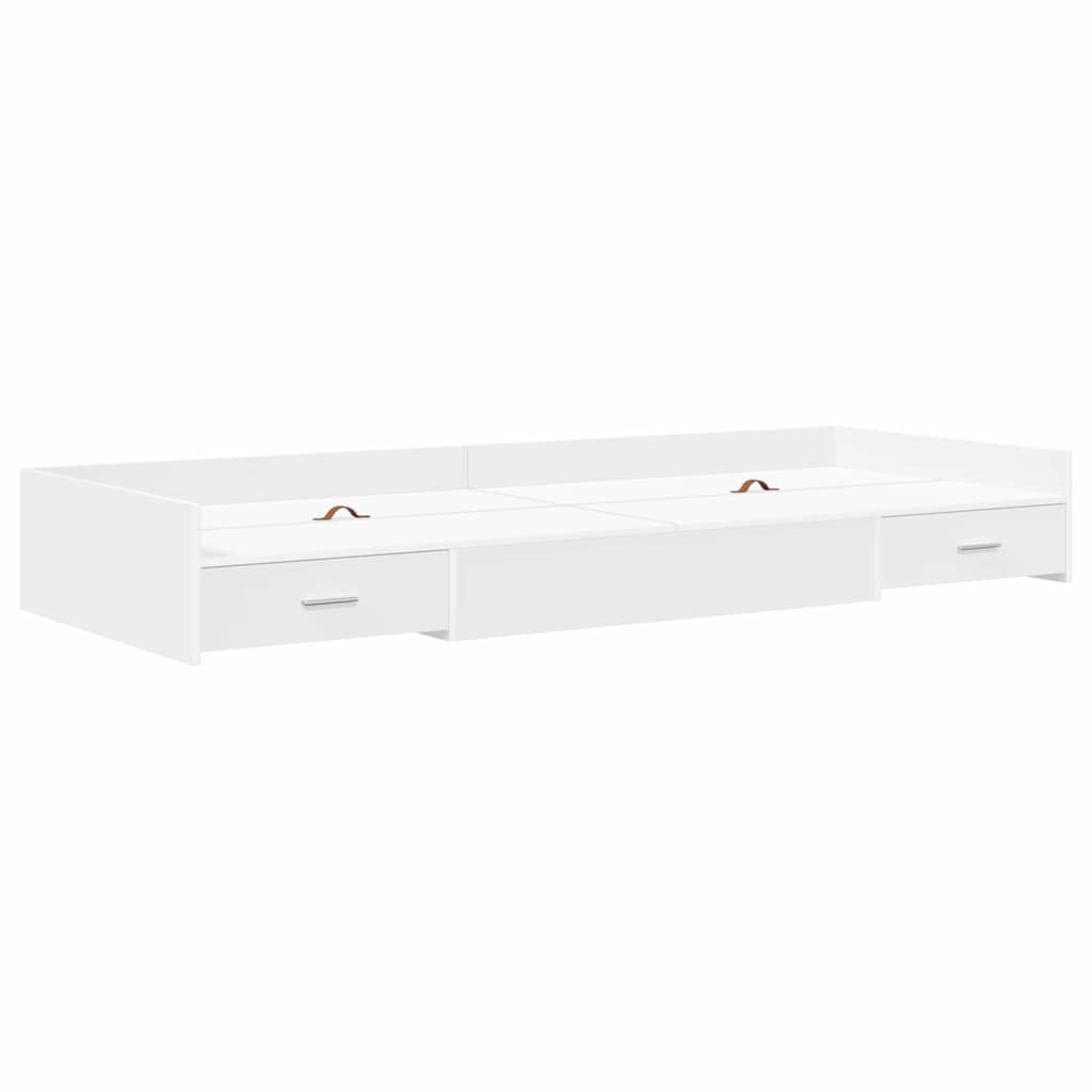 Sengestel med skuffe med dør Hvid 90 x 190 cm Konstrueret træ
