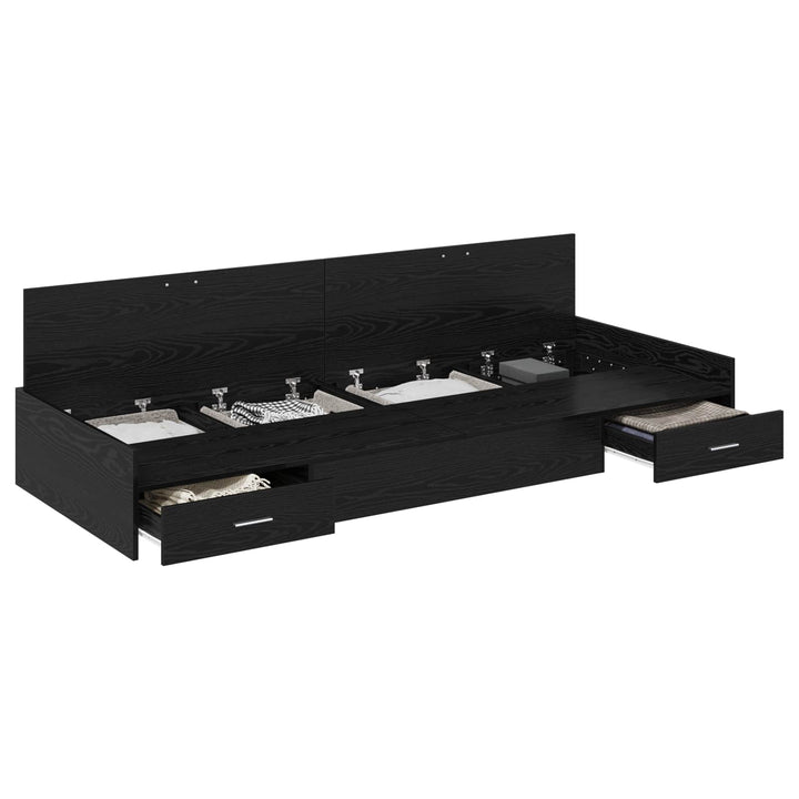 Sengestel med skuffe Sort eg 90 x 190 cm Konstrueret træ