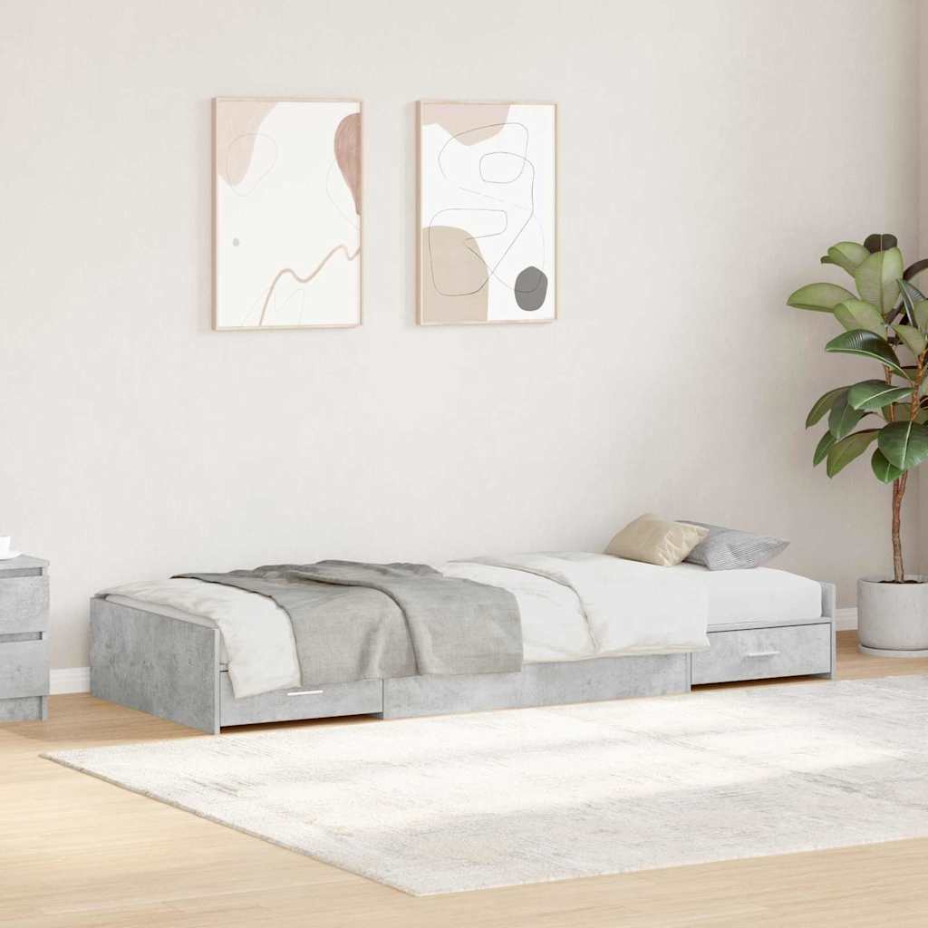 Sengestel med skuffe Beton Grå 90 x 190 cm Konstrueret træ