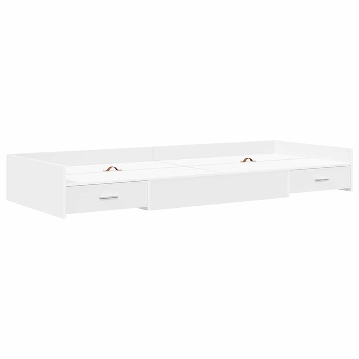 Sengestel med skuffe med dør Hvid 75 x 190 cm Konstrueret træ