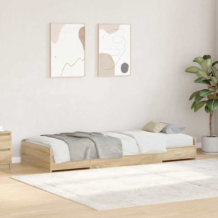 Sengestel med skuffe Sonoma eg 75 x 190 cm Konstrueret træ
