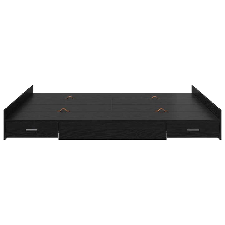 Seng med opbevaring Sort eg 200 x 200 cm Konstrueret træ