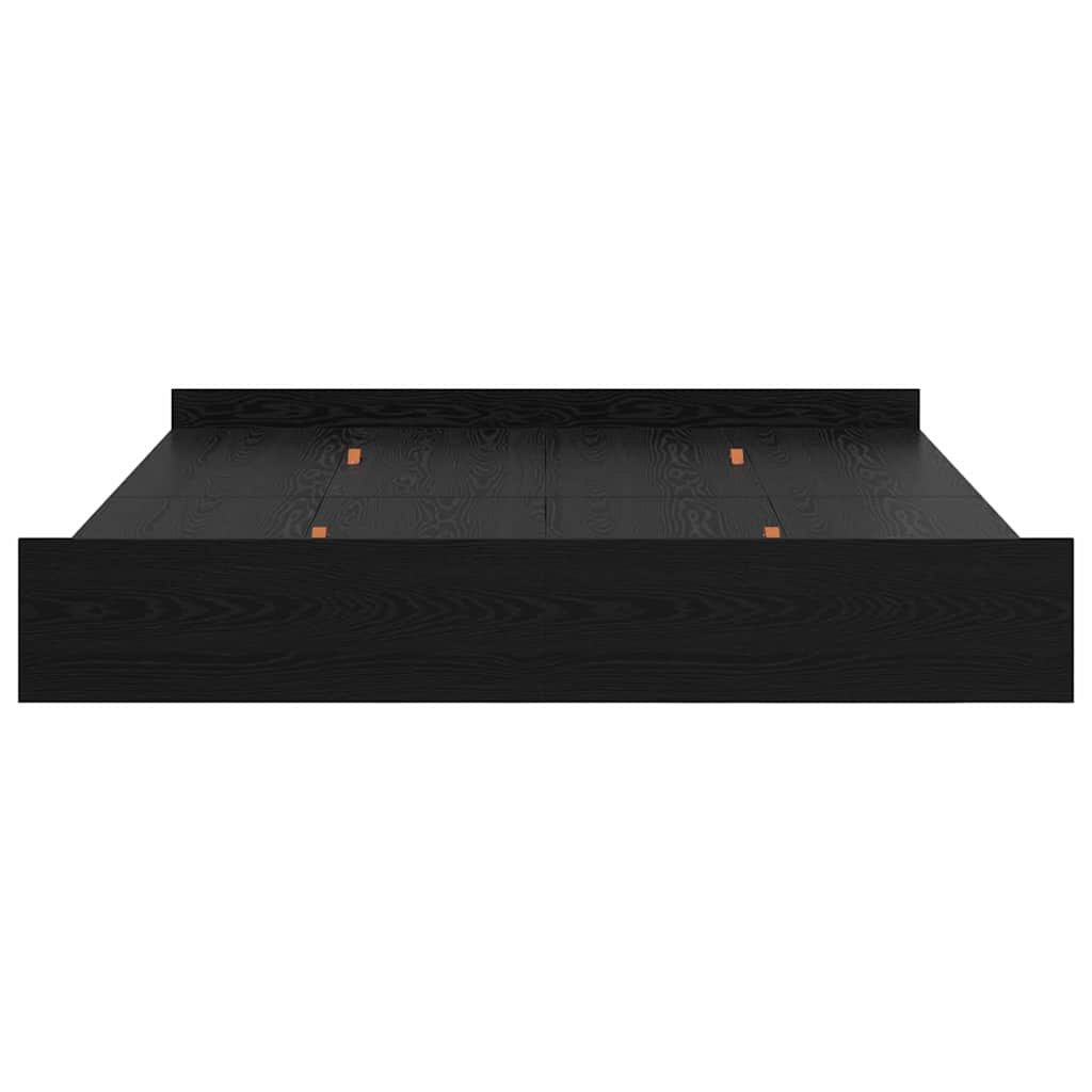 Seng med opbevaring Sort eg 200 x 200 cm Konstrueret træ