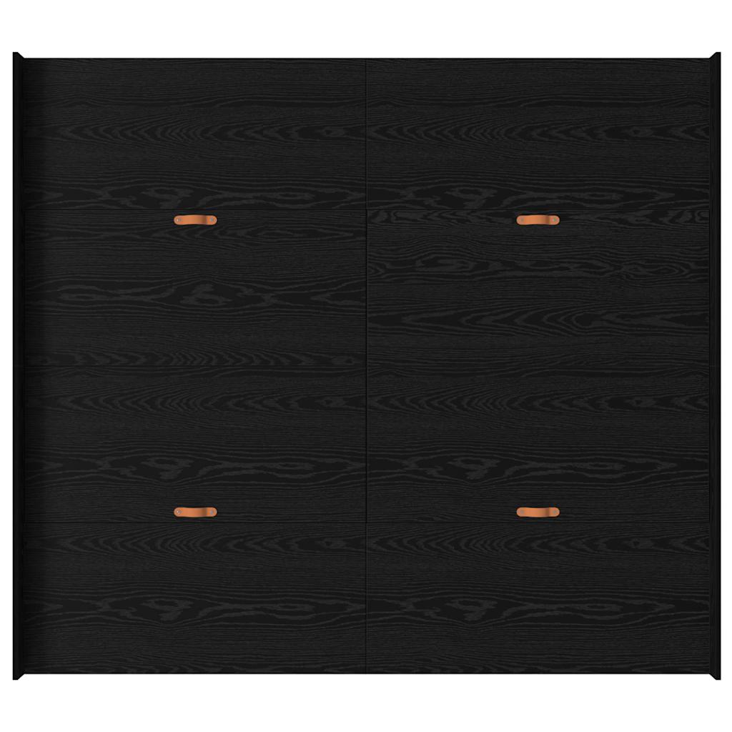 Seng med opbevaring Sort eg 200 x 200 cm Konstrueret træ