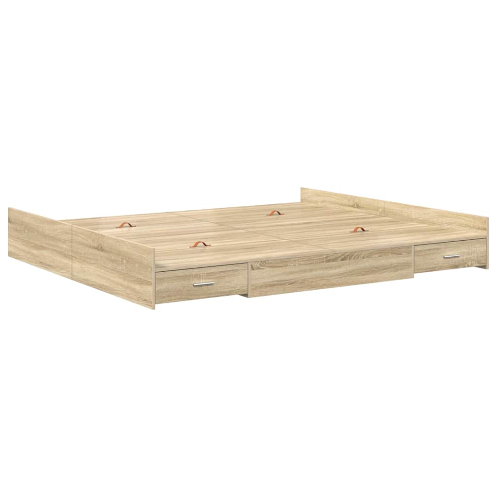Seng med opbevaring Sonoma eg 200 x 200 cm Konstrueret træ