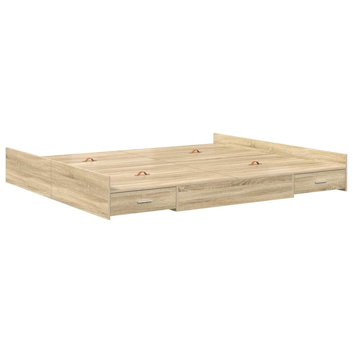 Seng med opbevaring Sonoma eg 200 x 200 cm Konstrueret træ