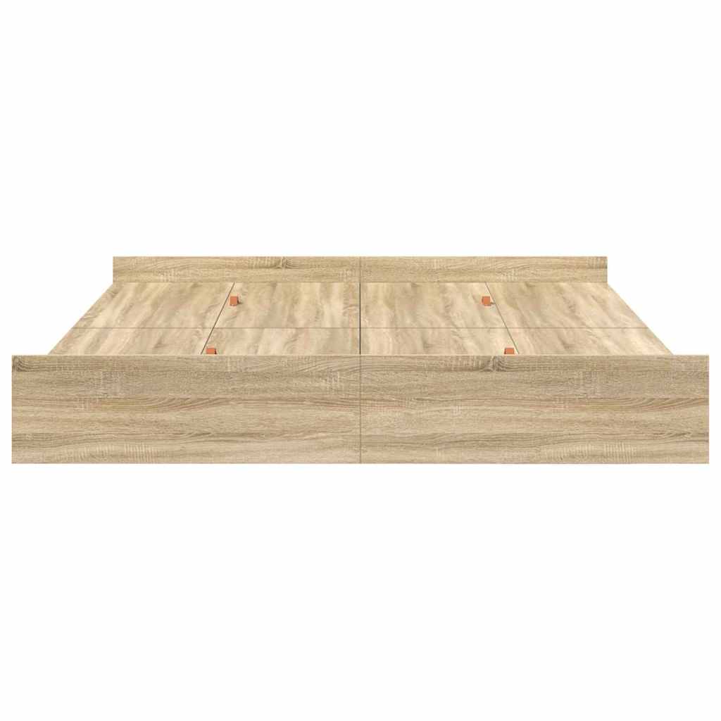Seng med opbevaring Sonoma eg 200 x 200 cm Konstrueret træ