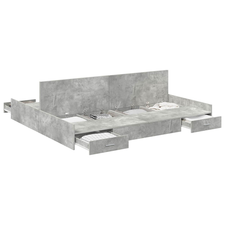 Seng med opbevaring Beton Grå 200 x 200 cm Konstrueret træ