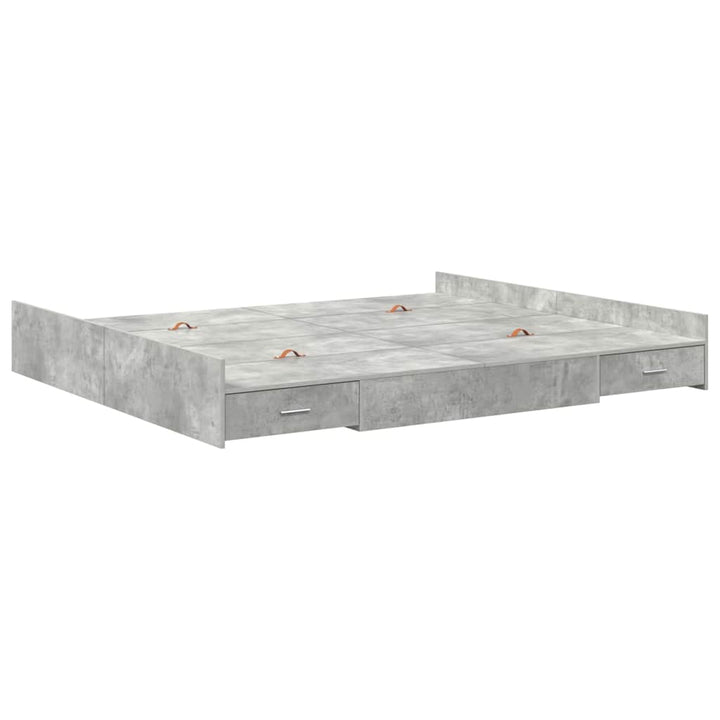 Seng med opbevaring Beton Grå 200 x 200 cm Konstrueret træ