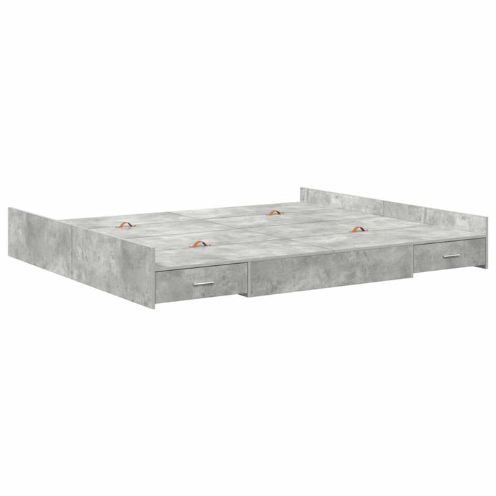 Seng med opbevaring Beton Grå 200 x 200 cm Konstrueret træ