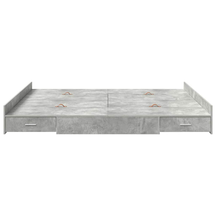 Seng med opbevaring Beton Grå 200 x 200 cm Konstrueret træ