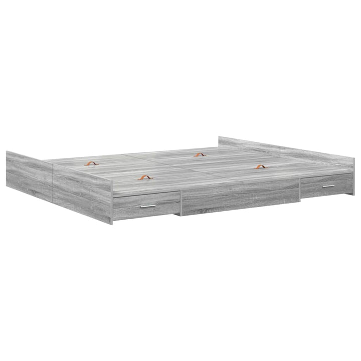 Seng med opbevaring Grå Sonoma 200 x 200 cm Konstrueret træ