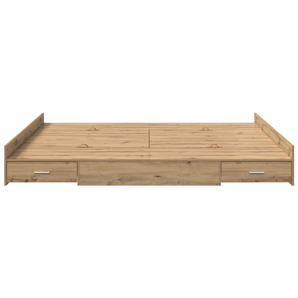 Seng med opbevaring Artisan Egetræ 200 x 200 cm Konstrueret træ