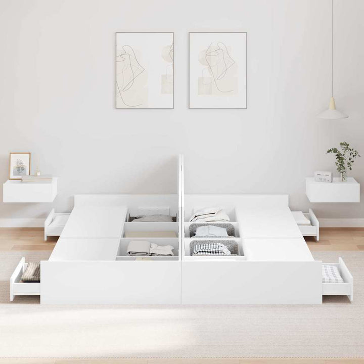 Seng med opbevaring med dør Hvid 180 x 200 cm Konstrueret træ