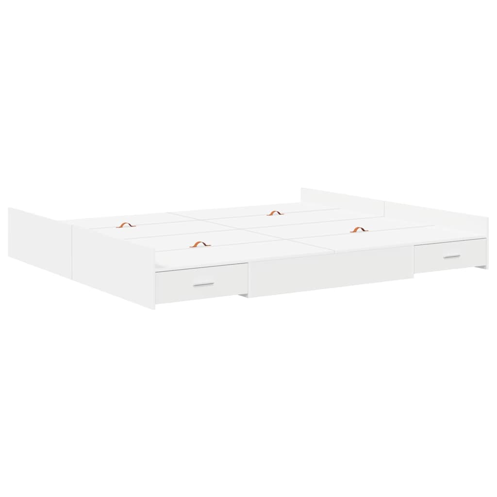 Seng med opbevaring med dør Hvid 180 x 200 cm Konstrueret træ
