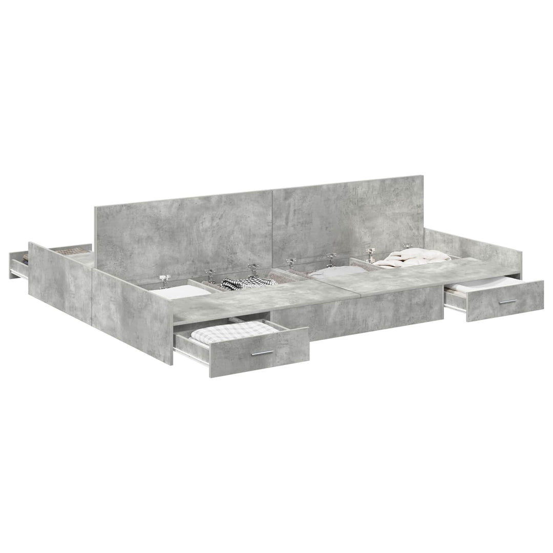 Seng med opbevaring Beton Grå 160 x 200 cm Konstrueret træ