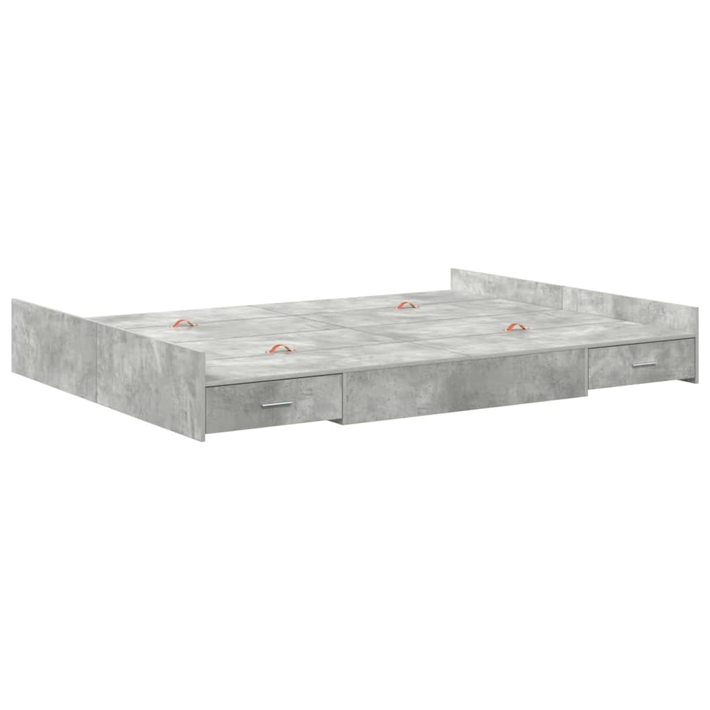 Seng med opbevaring Beton Grå 160 x 200 cm Konstrueret træ
