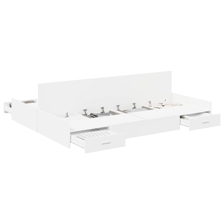 Seng med opbevaring med dør Hvid 150 x 200 cm Konstrueret træ