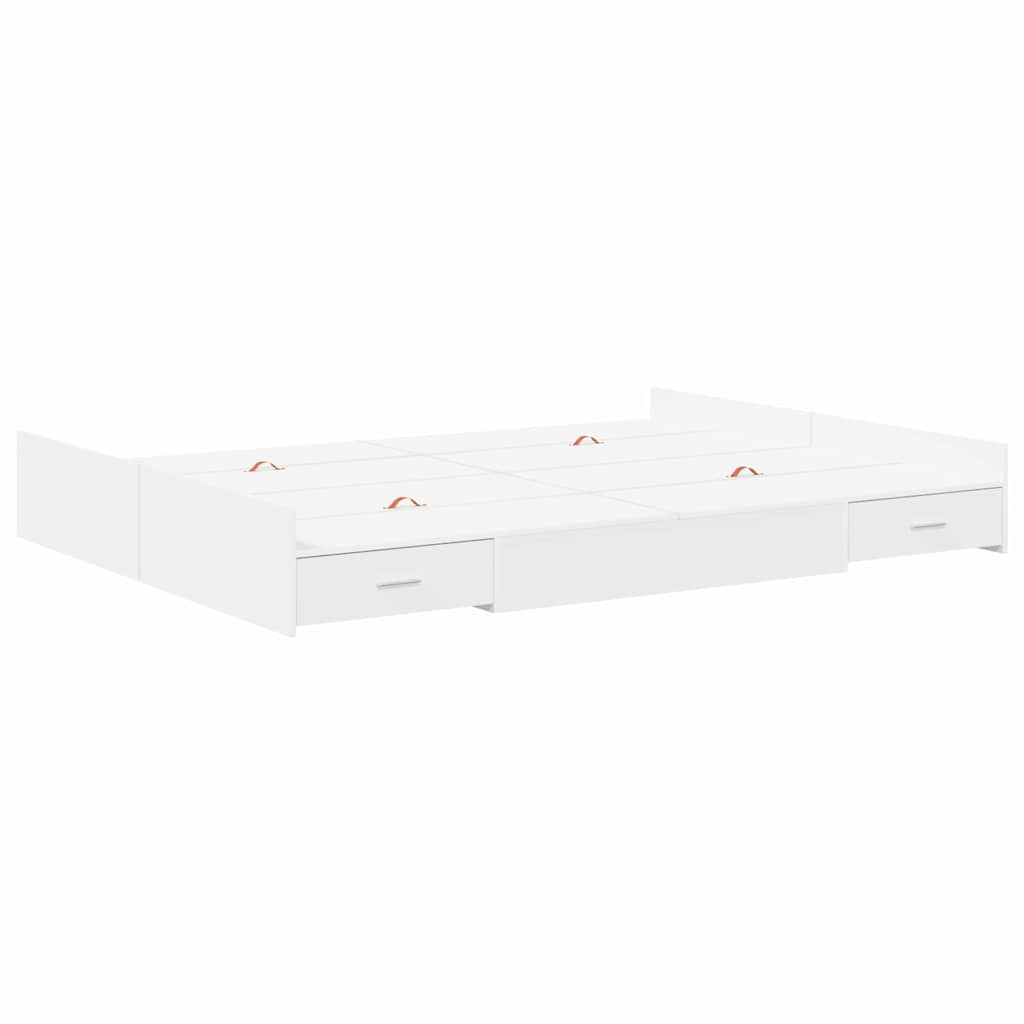 Seng med opbevaring med dør Hvid 150 x 200 cm Konstrueret træ