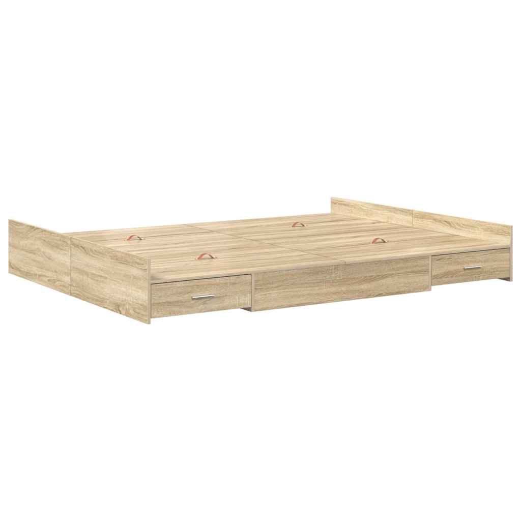 Seng med opbevaring Sonoma eg 150 x 200 cm Konstrueret træ