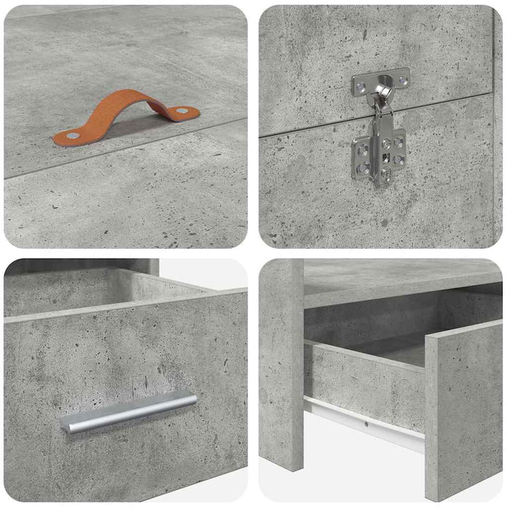 Seng med opbevaring Beton Grå 150 x 200 cm Konstrueret træ