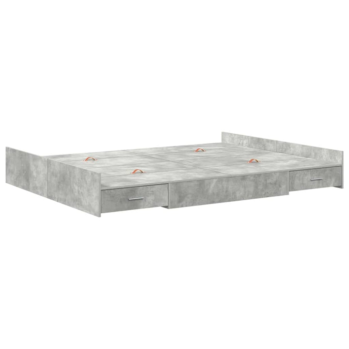 Seng med opbevaring Beton Grå 150 x 200 cm Konstrueret træ
