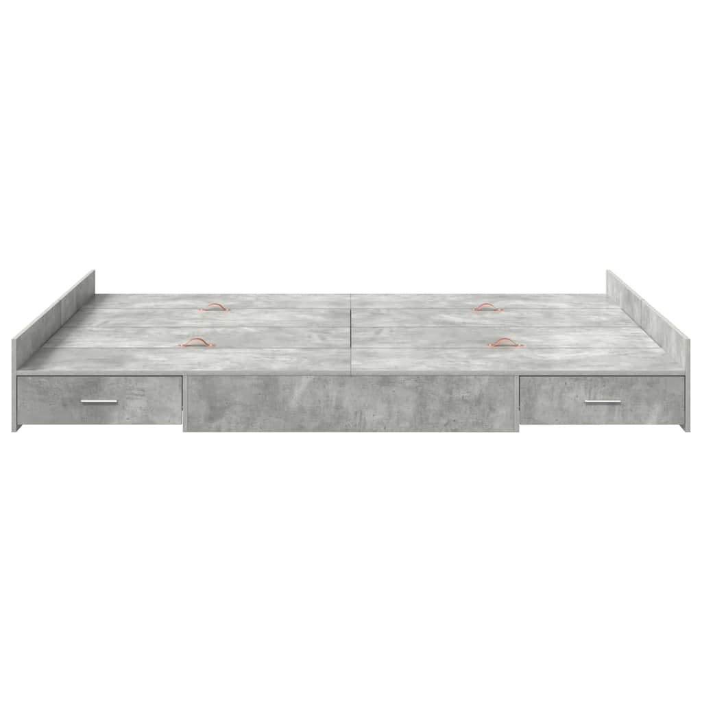 Seng med opbevaring Beton Grå 150 x 200 cm Konstrueret træ
