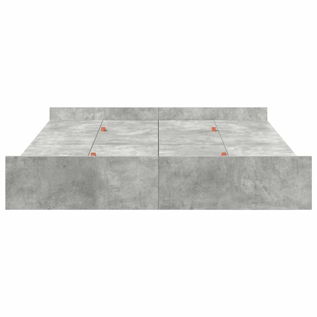Seng med opbevaring Beton Grå 150 x 200 cm Konstrueret træ