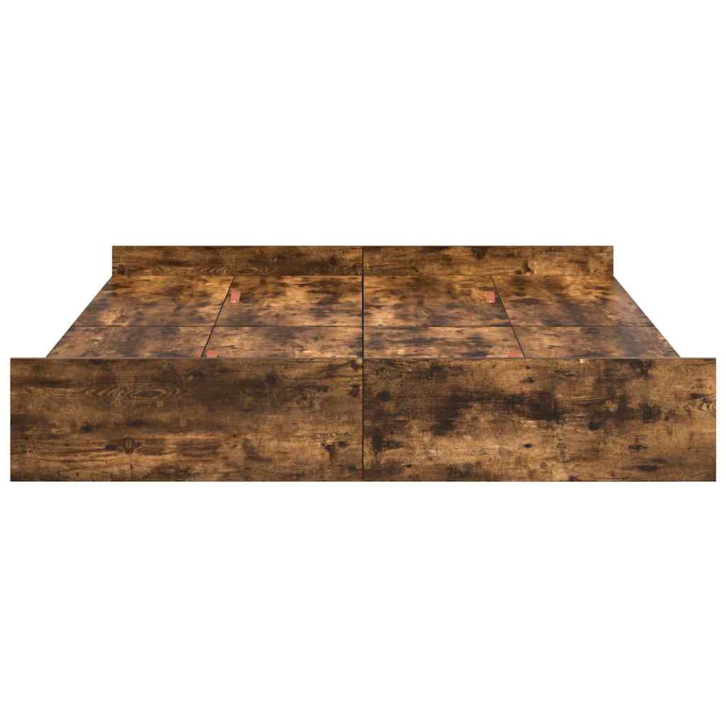 Seng med opbevaring Røget eg 150 x 200 cm Konstrueret træ