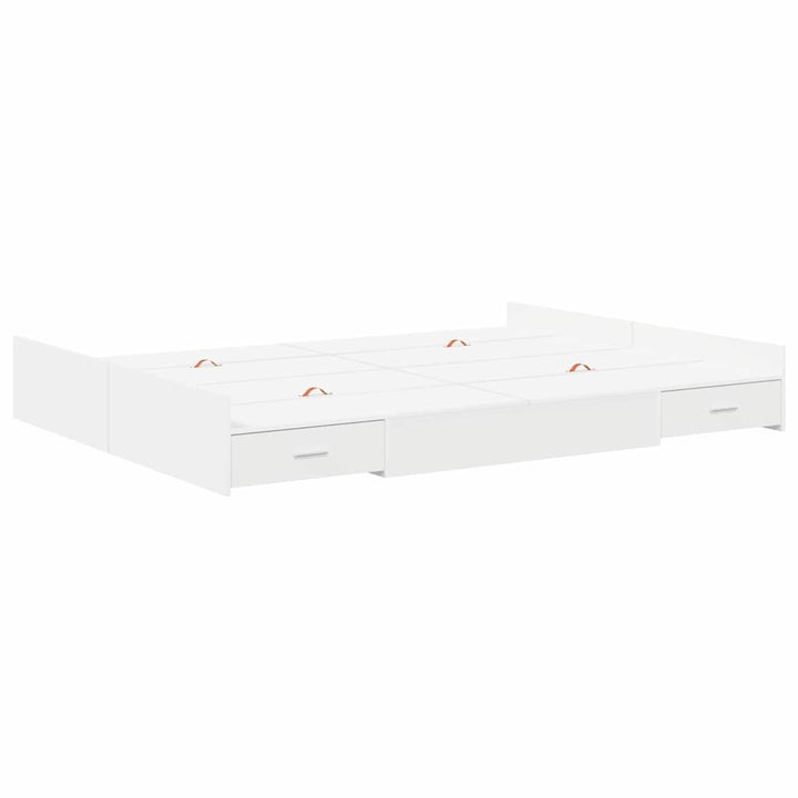 Seng med opbevaring med dør Hvid 140 x 200 cm Konstrueret træ