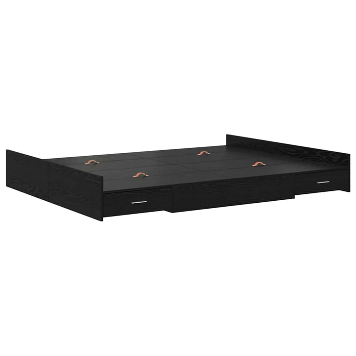 Seng med opbevaring Sort eg 140 x 200 cm Konstrueret træ