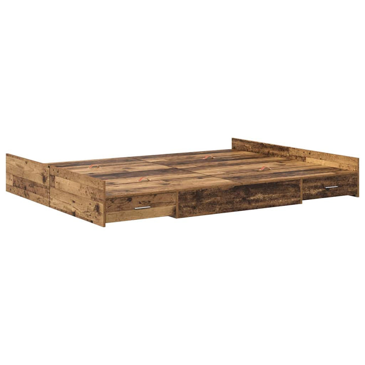 Seng med opbevaring Gammelt træ 140 x 200 cm Konstrueret træ