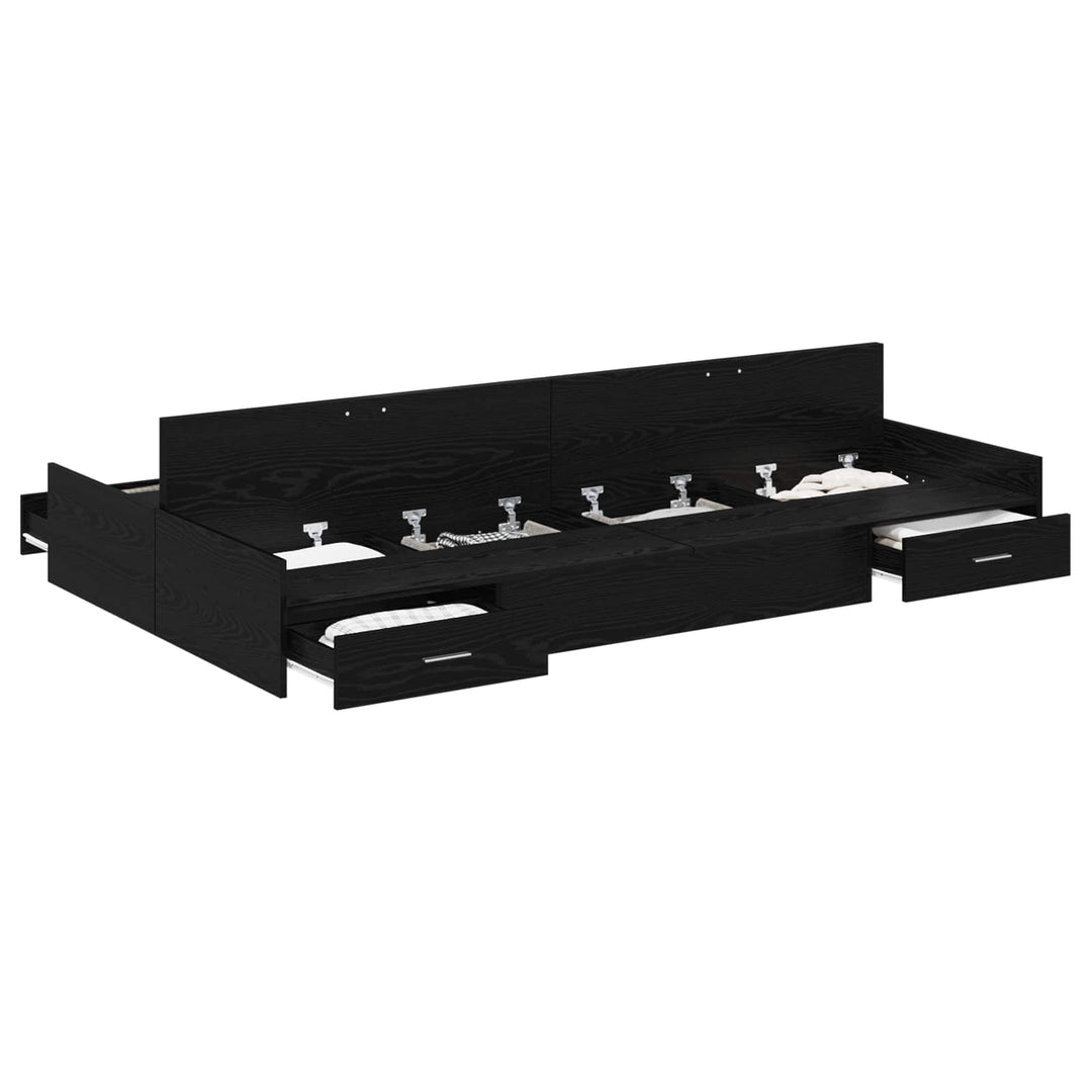 Seng med opbevaring Sort eg 120 x 200 cm Konstrueret træ