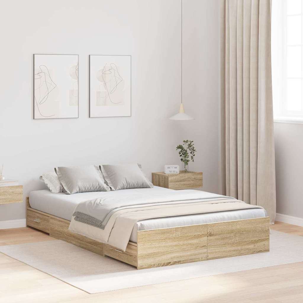 Seng med opbevaring Sonoma eg 120 x 200 cm Konstrueret træ
