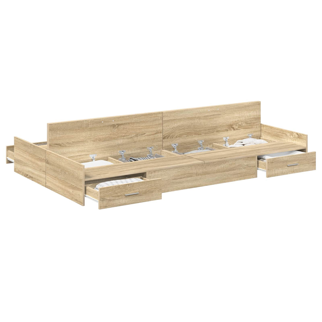 Seng med opbevaring Sonoma eg 120 x 200 cm Konstrueret træ