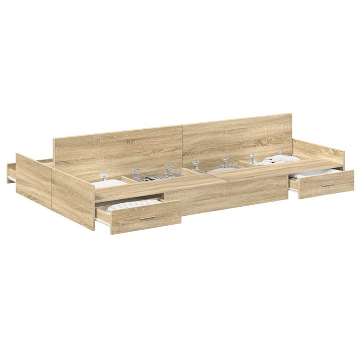 Seng med opbevaring Sonoma eg 120 x 200 cm Konstrueret træ