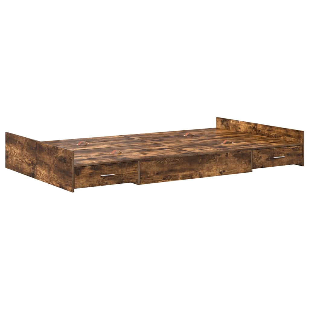 Seng med opbevaring Røget eg 120 x 200 cm Konstrueret træ
