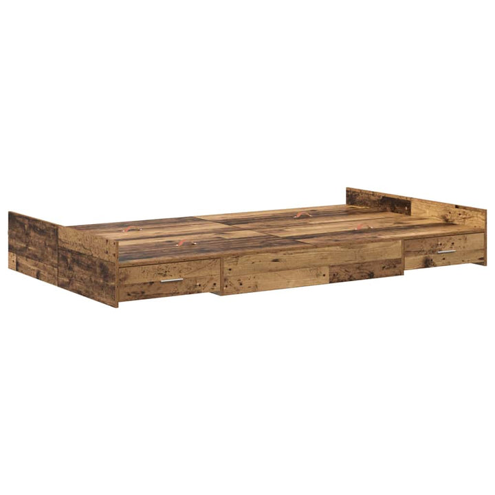 Seng med opbevaring Gammelt træ 120 x 200 cm Konstrueret træ