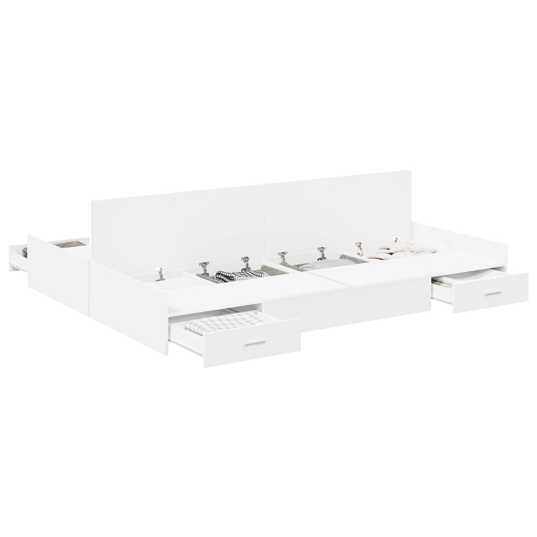 Seng med opbevaring med dør Hvid 140 x 190 cm Konstrueret træ