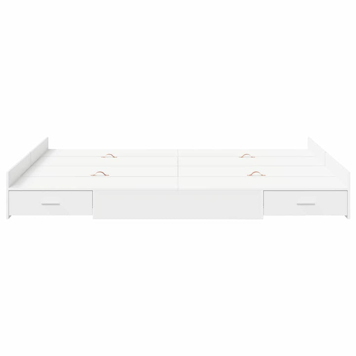 Seng med opbevaring med dør Hvid 140 x 190 cm Konstrueret træ