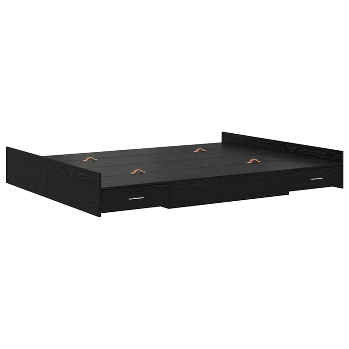 Seng med opbevaring Sort eg 140 x 190 cm Konstrueret træ