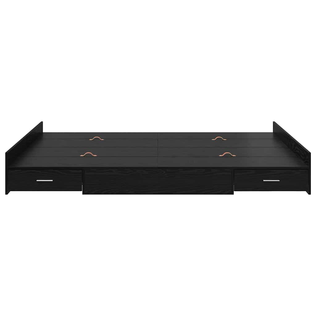 Seng med opbevaring Sort eg 140 x 190 cm Konstrueret træ