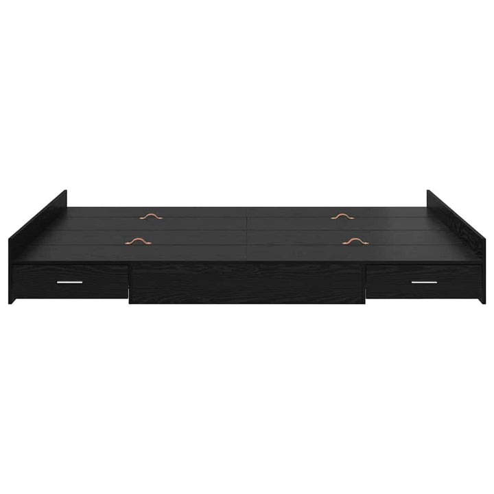 Seng med opbevaring Sort eg 140 x 190 cm Konstrueret træ