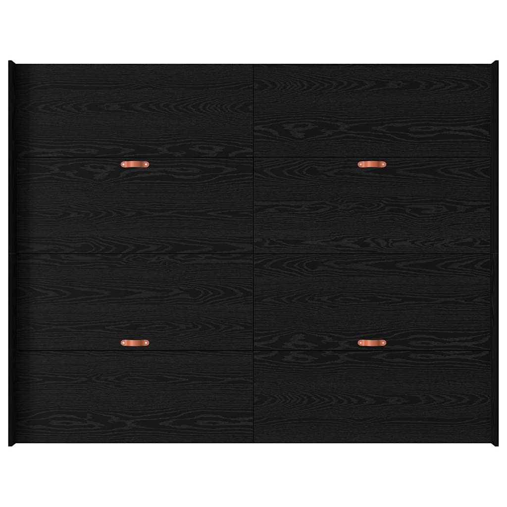 Seng med opbevaring Sort eg 140 x 190 cm Konstrueret træ