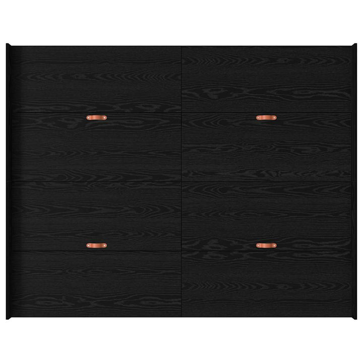 Seng med opbevaring Sort eg 140 x 190 cm Konstrueret træ
