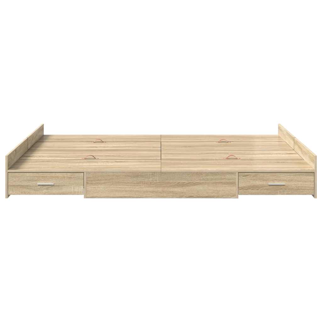 Seng med opbevaring Sonoma eg 140 x 190 cm Konstrueret træ