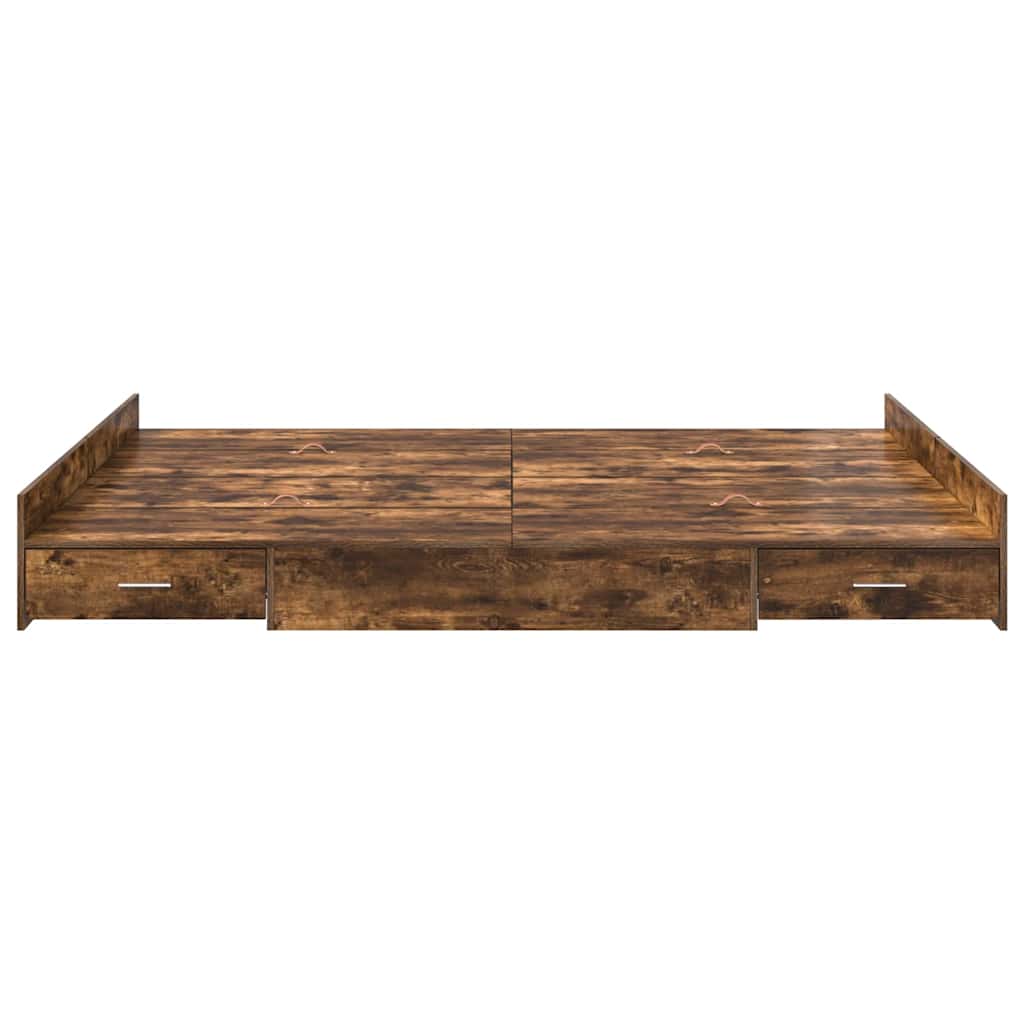 Seng med opbevaring Røget eg 140 x 190 cm Konstrueret træ