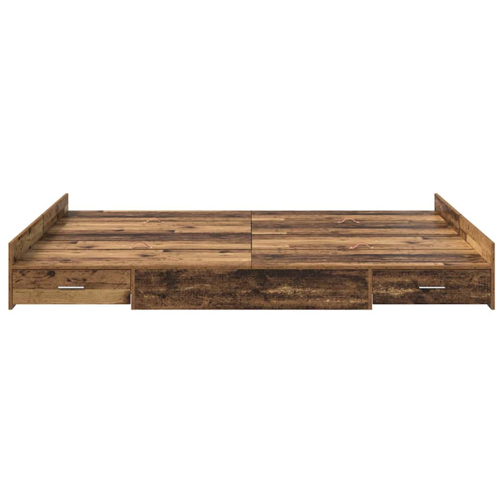 Seng med opbevaring Gammelt træ 140 x 190 cm Konstrueret træ