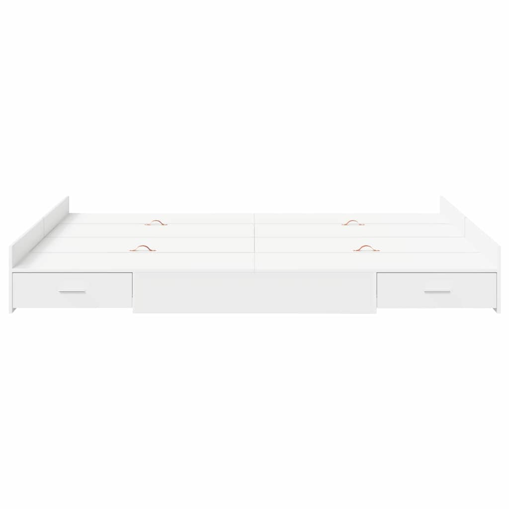 Seng med opbevaring med dør Hvid 135 x 190 cm Konstrueret træ